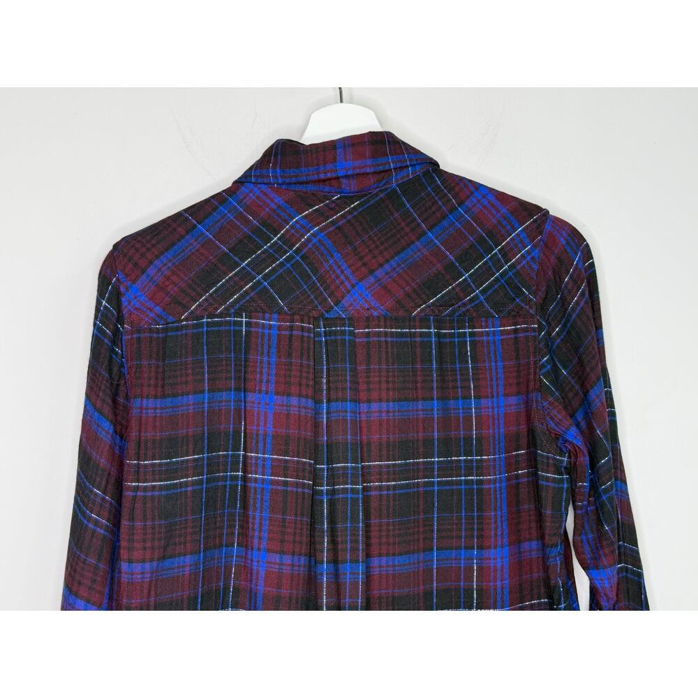 Evereve Plaid Long Sleeve Button-Down Flannel Shirt Multi Women's Size Small - Picture 9 of 10